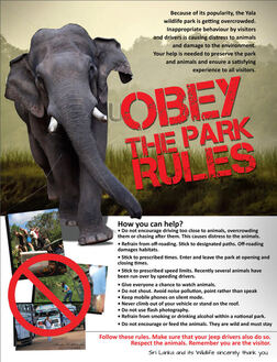 Sri Lanka Park Rules Elephant Poster